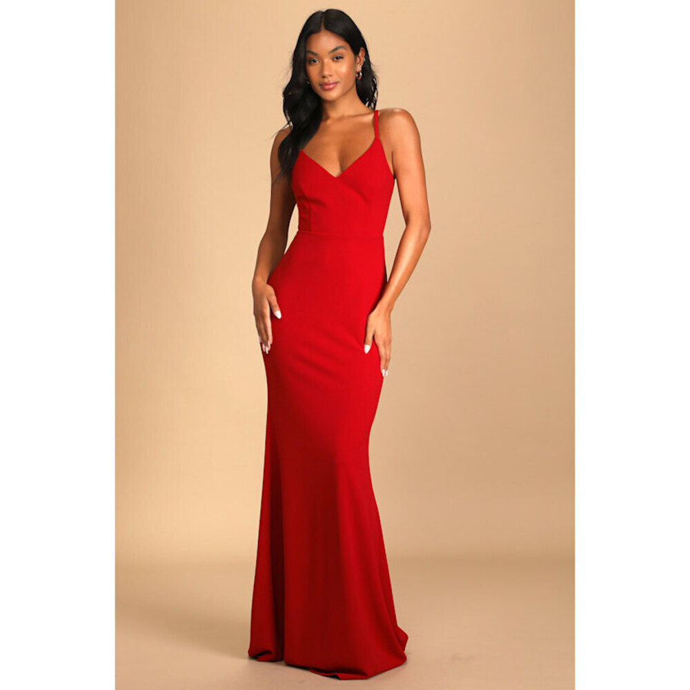 Lulus Moments Of Bliss Rust Red Backless Mermaid Maxi Dress - Size L